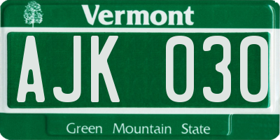 VT license plate AJK030