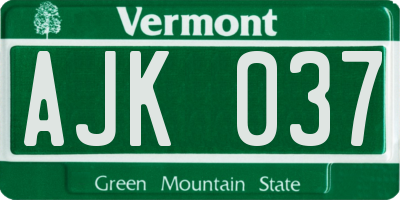 VT license plate AJK037