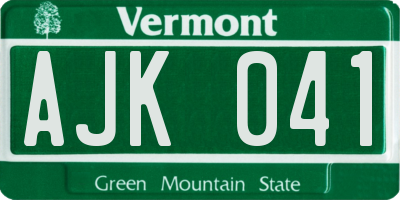 VT license plate AJK041