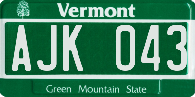 VT license plate AJK043