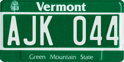 VT license plate AJK044