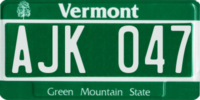 VT license plate AJK047