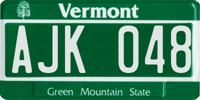 VT license plate AJK048