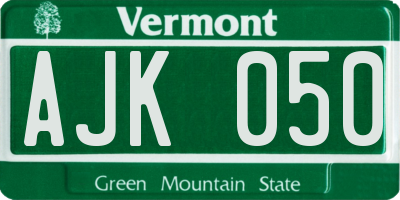 VT license plate AJK050