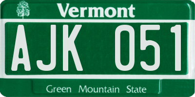 VT license plate AJK051
