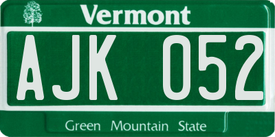 VT license plate AJK052