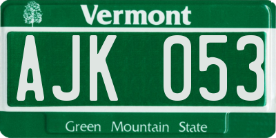 VT license plate AJK053