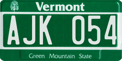 VT license plate AJK054