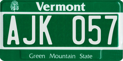 VT license plate AJK057