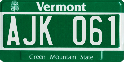 VT license plate AJK061