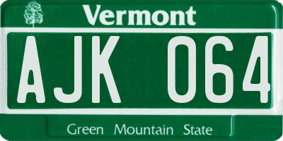 VT license plate AJK064