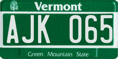 VT license plate AJK065