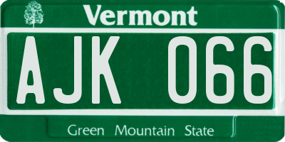 VT license plate AJK066