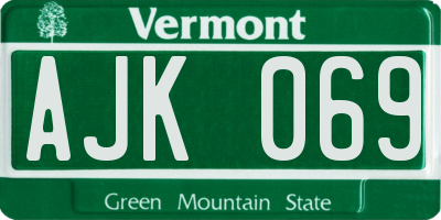 VT license plate AJK069