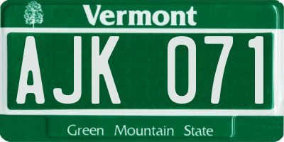 VT license plate AJK071