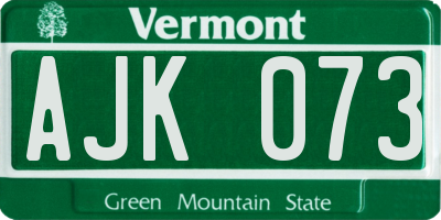 VT license plate AJK073