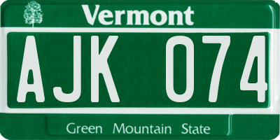 VT license plate AJK074
