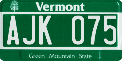 VT license plate AJK075
