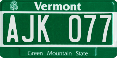 VT license plate AJK077
