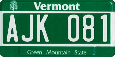 VT license plate AJK081