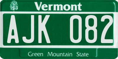VT license plate AJK082