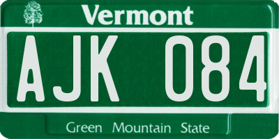 VT license plate AJK084
