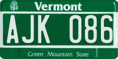 VT license plate AJK086