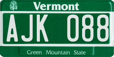 VT license plate AJK088