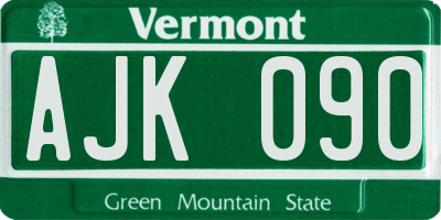 VT license plate AJK090
