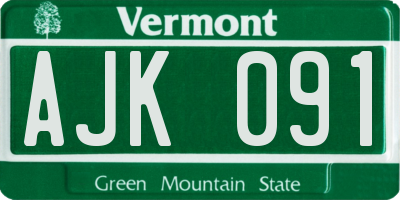 VT license plate AJK091