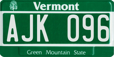 VT license plate AJK096