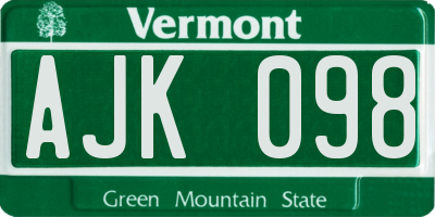 VT license plate AJK098