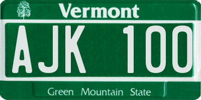 VT license plate AJK100