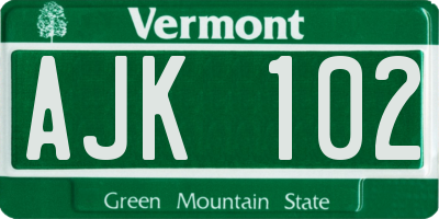 VT license plate AJK102