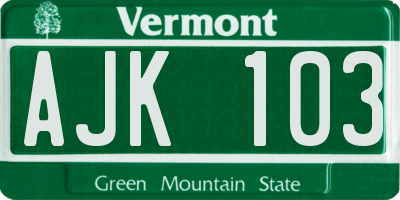 VT license plate AJK103