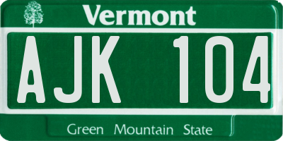 VT license plate AJK104