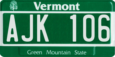 VT license plate AJK106