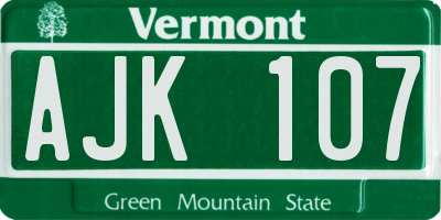 VT license plate AJK107