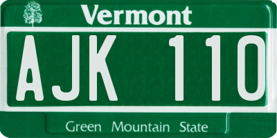 VT license plate AJK110