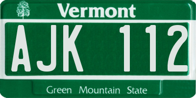 VT license plate AJK112