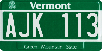 VT license plate AJK113