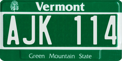 VT license plate AJK114