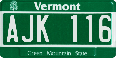 VT license plate AJK116