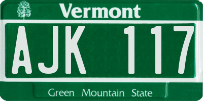 VT license plate AJK117