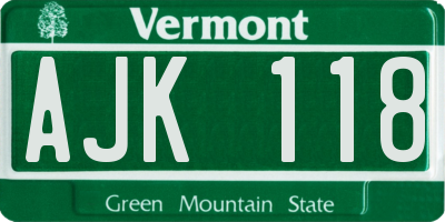 VT license plate AJK118