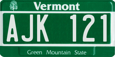 VT license plate AJK121