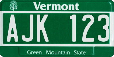 VT license plate AJK123
