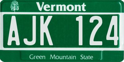 VT license plate AJK124