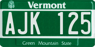 VT license plate AJK125
