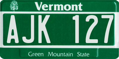 VT license plate AJK127